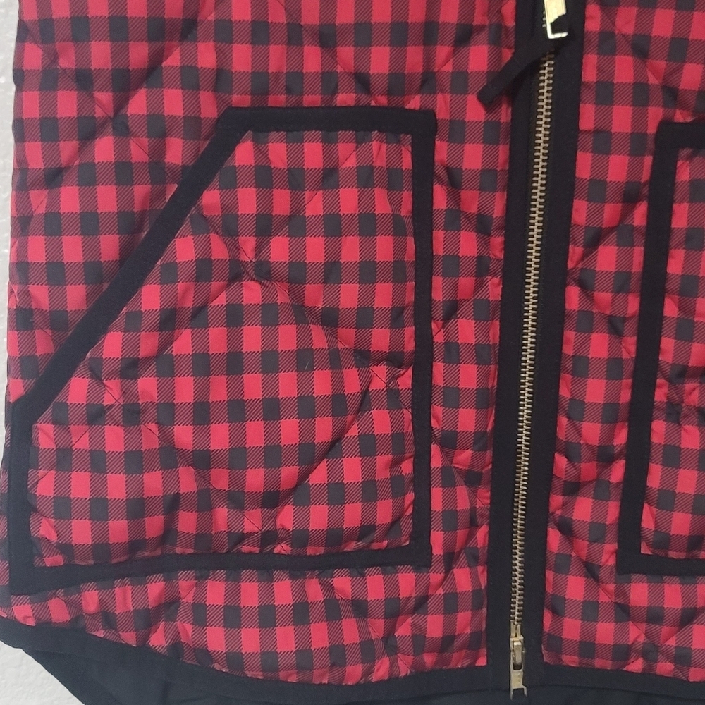 J.Crew Red & Black Buffalo Plaid Quilted Vest - Picture 3 of 8